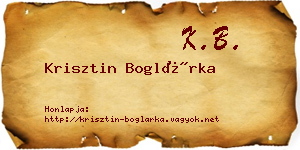 Krisztin Boglárka névjegykártya